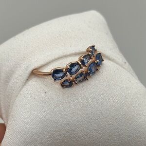 Elegant Blue Gemstone Ring Rose Gold. No Bag No Tag Never worn Size 11